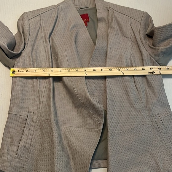 NWOT G.I.L.I. Cloud Open Front Tonal Printed Leather Jacket with Pockets Size 10 - Picture 5 of 14